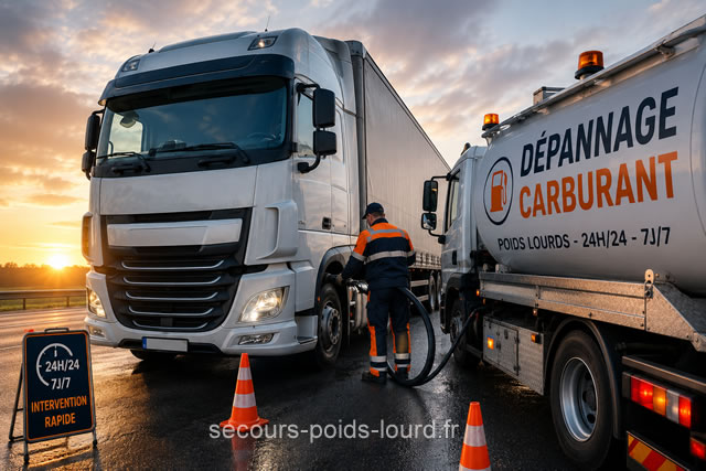 Dépannage carburant poids lourds 24h/24